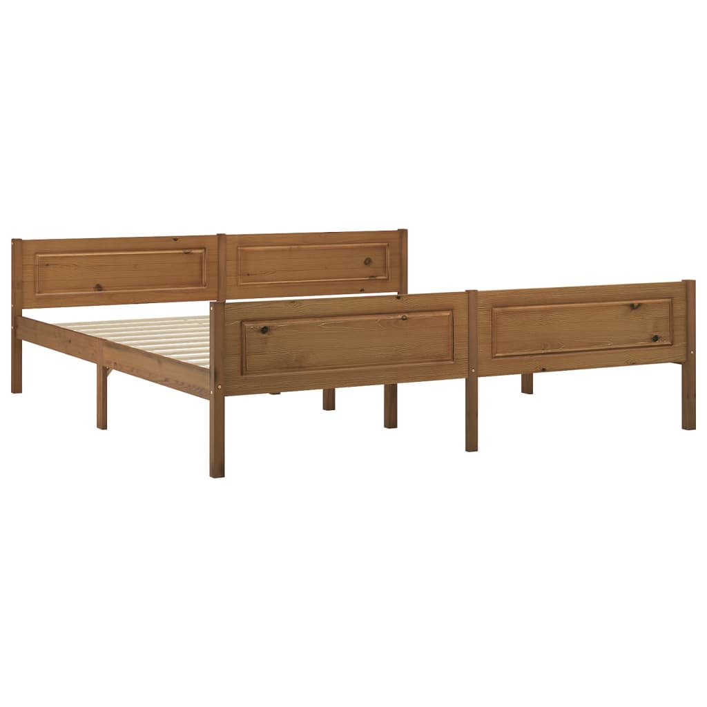 Cadre de lit sans matelas pin massif marron miel 180x200 cm