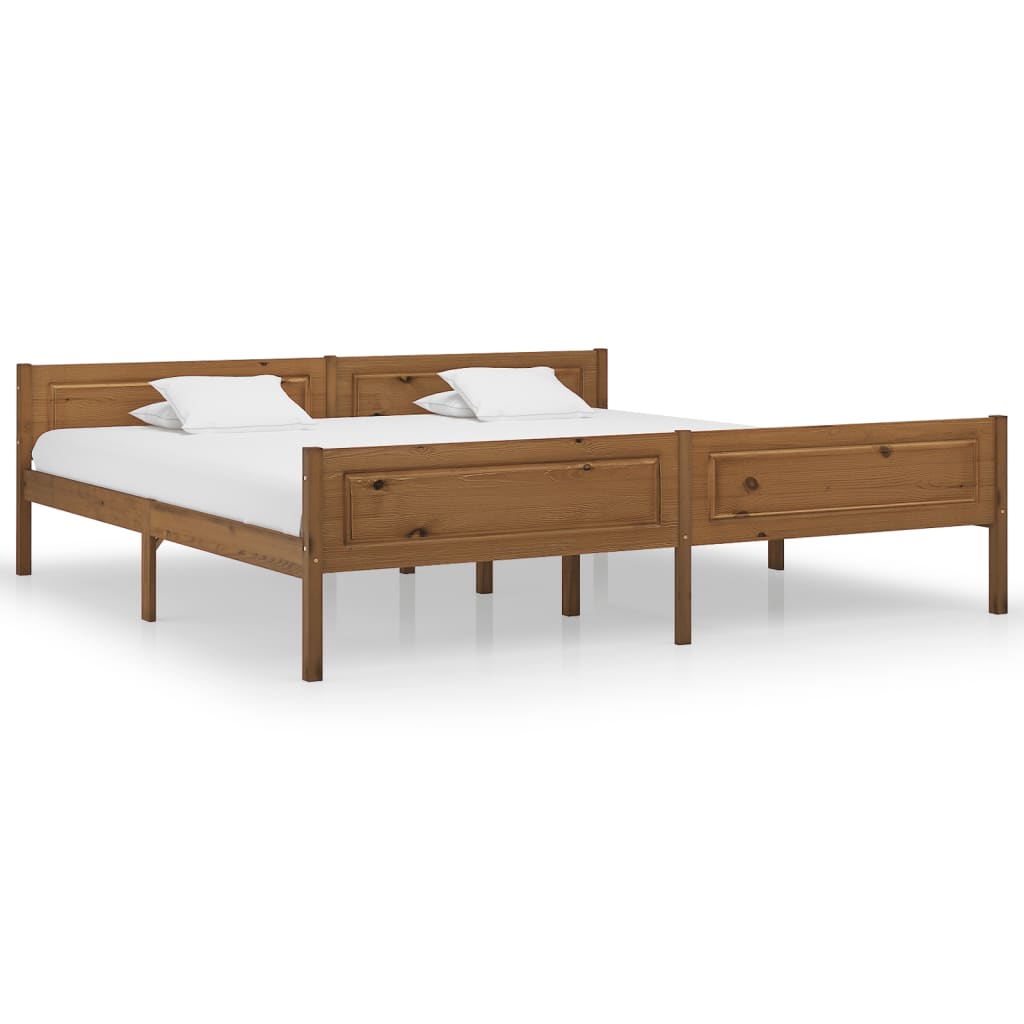 Cadre de lit sans matelas pin massif marron miel 200x200 cm