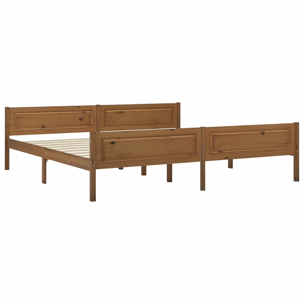 Cadre de lit sans matelas pin massif marron miel 200x200 cm