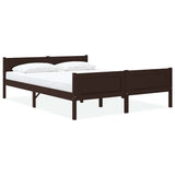 Bed frame without mattress solid pine dark brown 120x200 cm