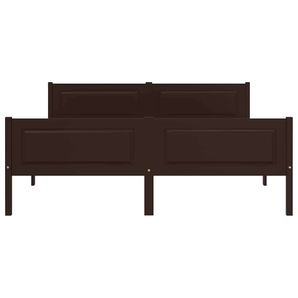 Bed frame without mattress solid pine dark brown 120x200 cm