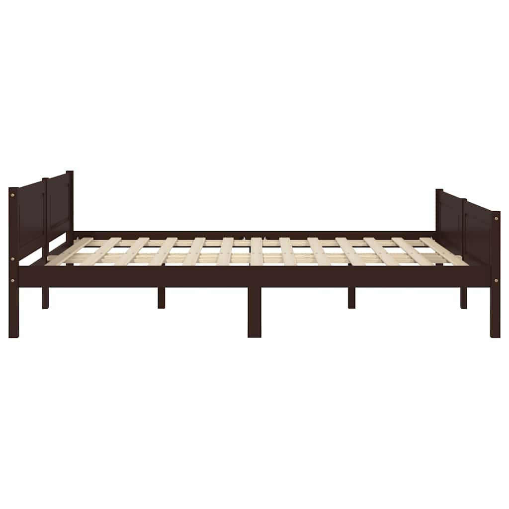 Bed frame without mattress solid pine dark brown 120x200 cm