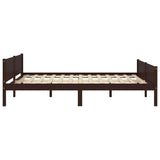 Bed frame without mattress solid pine dark brown 120x200 cm