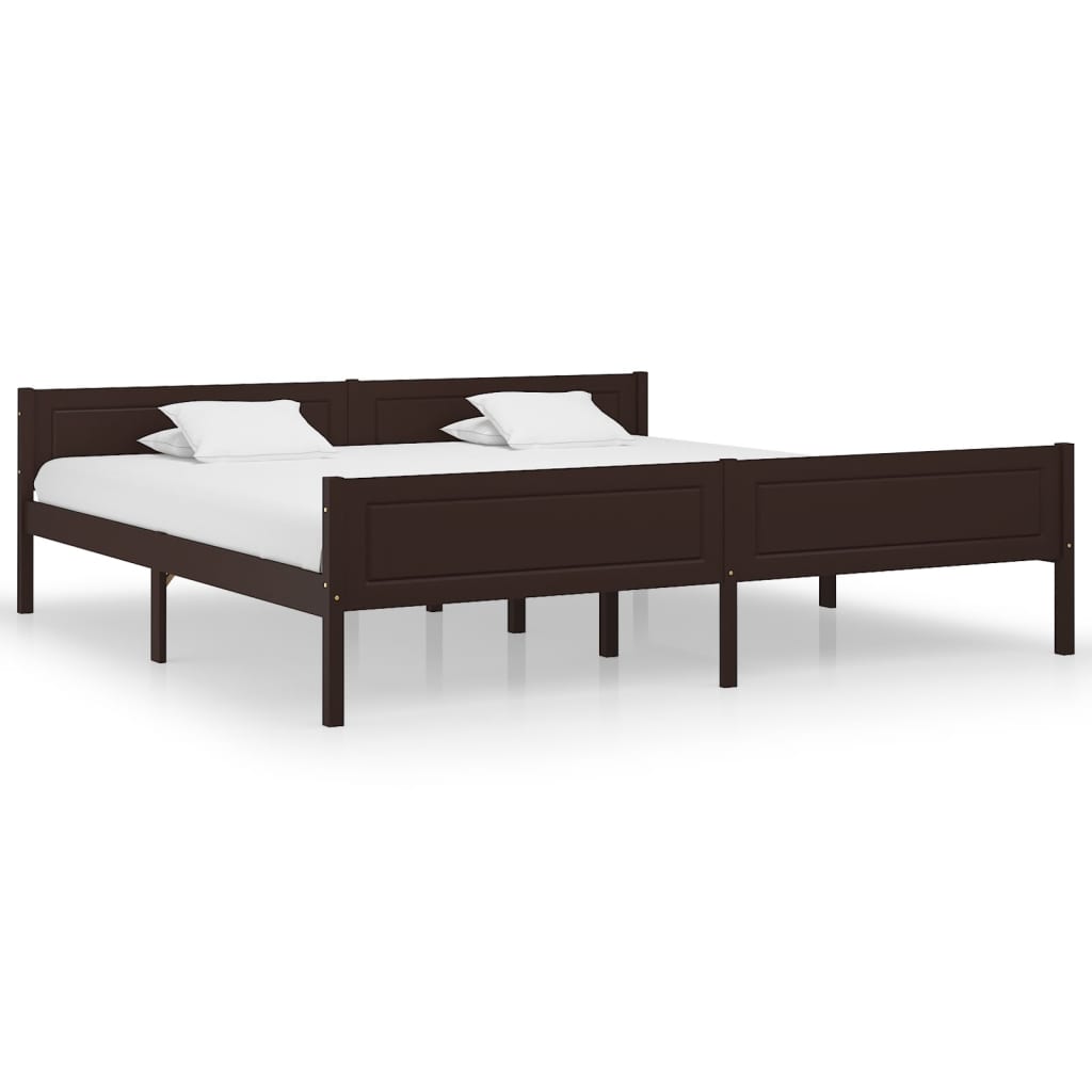 Cadre de lit sans matelas pin massif marron foncé 200x200 cm