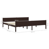 Cadre de lit sans matelas pin massif marron foncé 200x200 cm