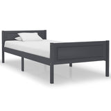 Cadre de lit sans matelas bois massif de pin gris 100x200 cm