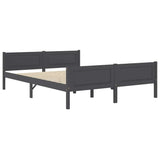 Cadre de lit sans matelas bois massif de pin gris 140x200 cm