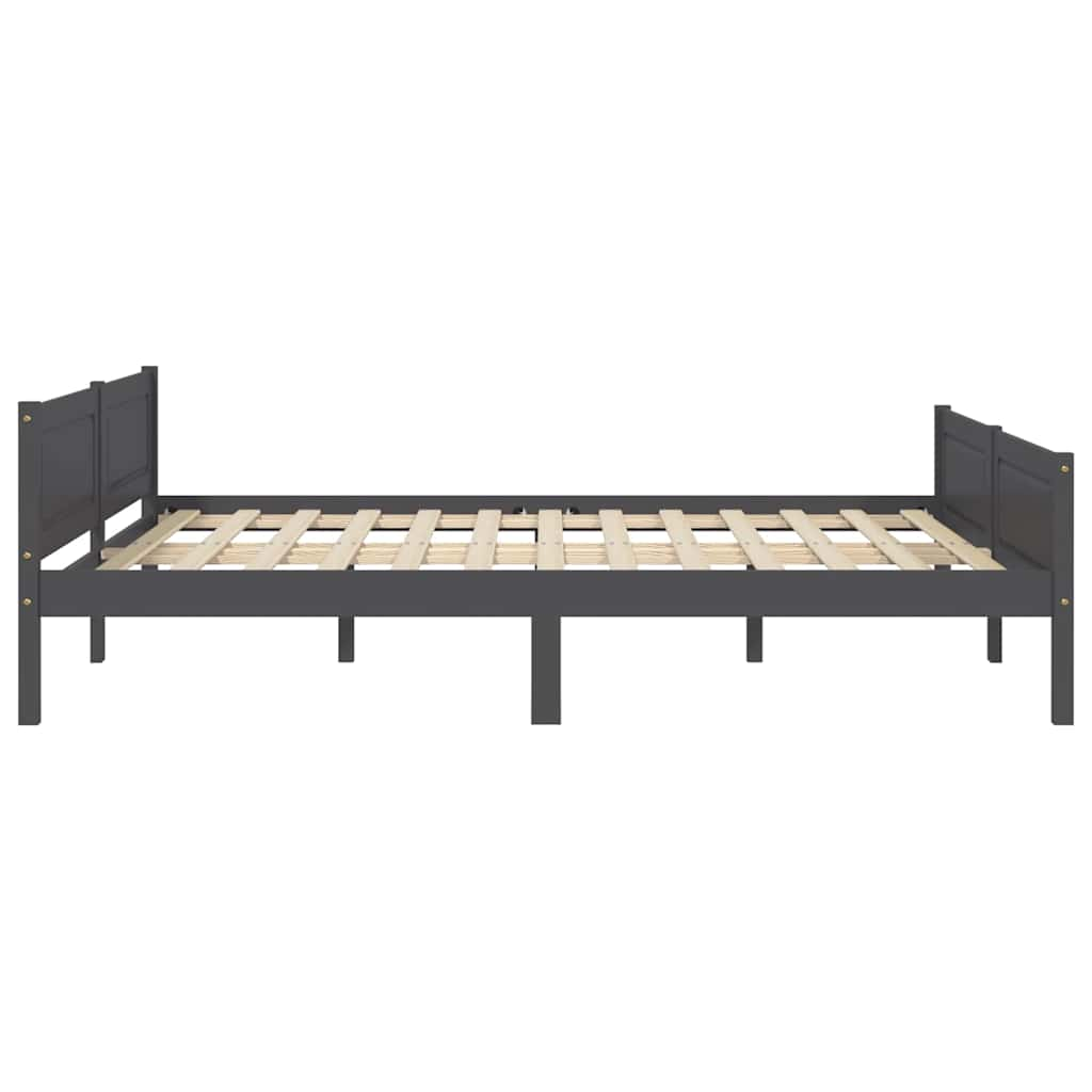 Cadre de lit sans matelas bois massif de pin gris 140x200 cm