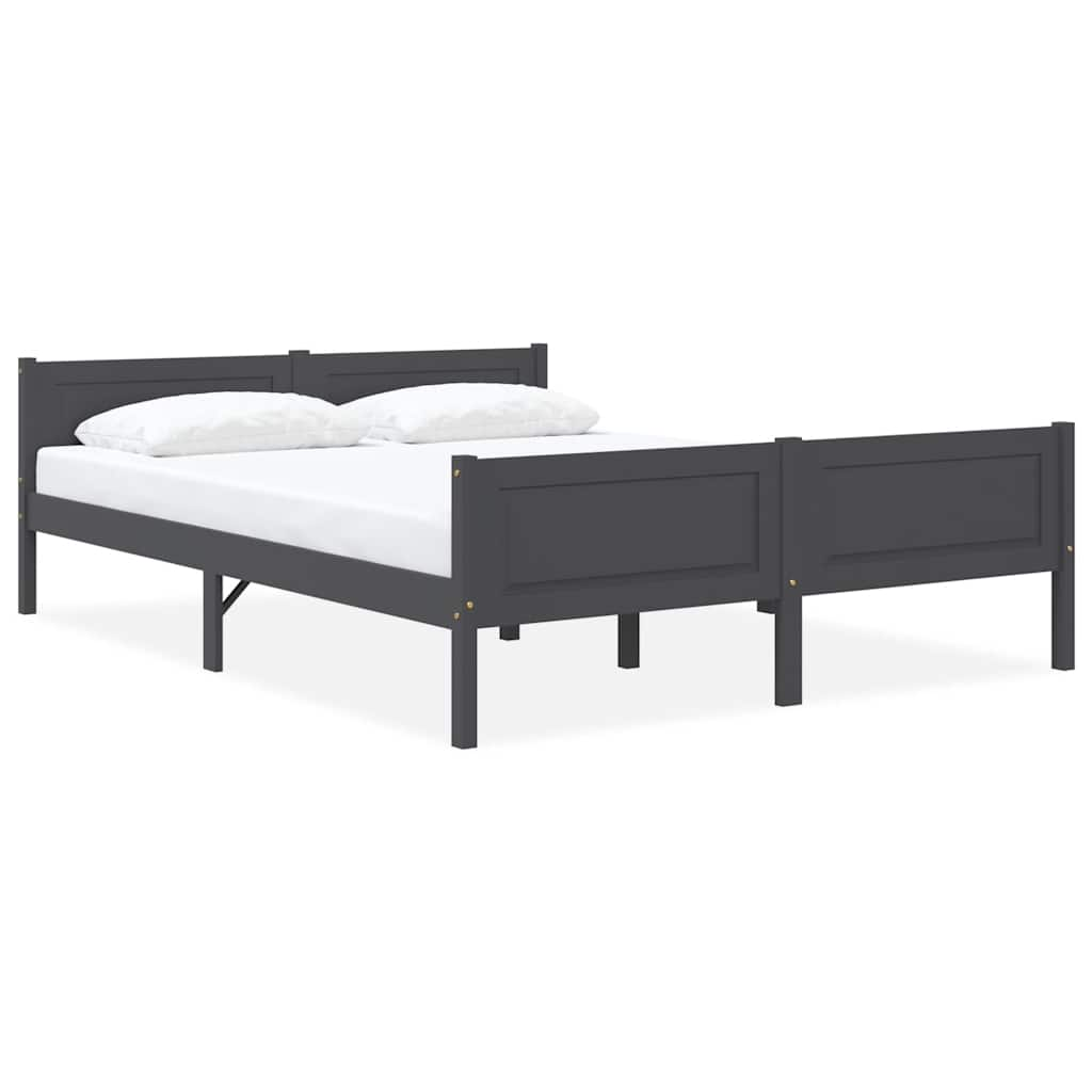 Cadre de lit sans matelas bois massif de pin gris 160x200 cm