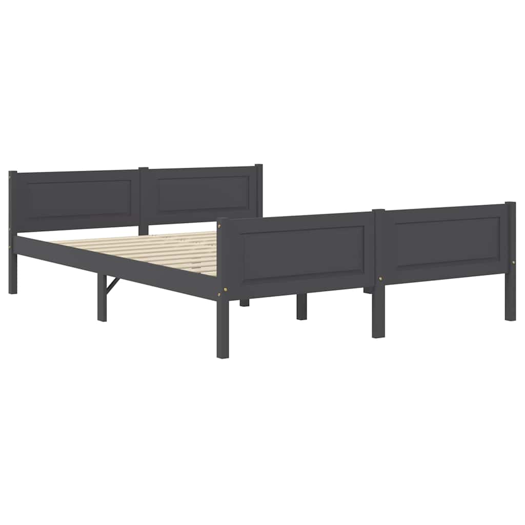 Cadre de lit sans matelas bois massif de pin gris 160x200 cm