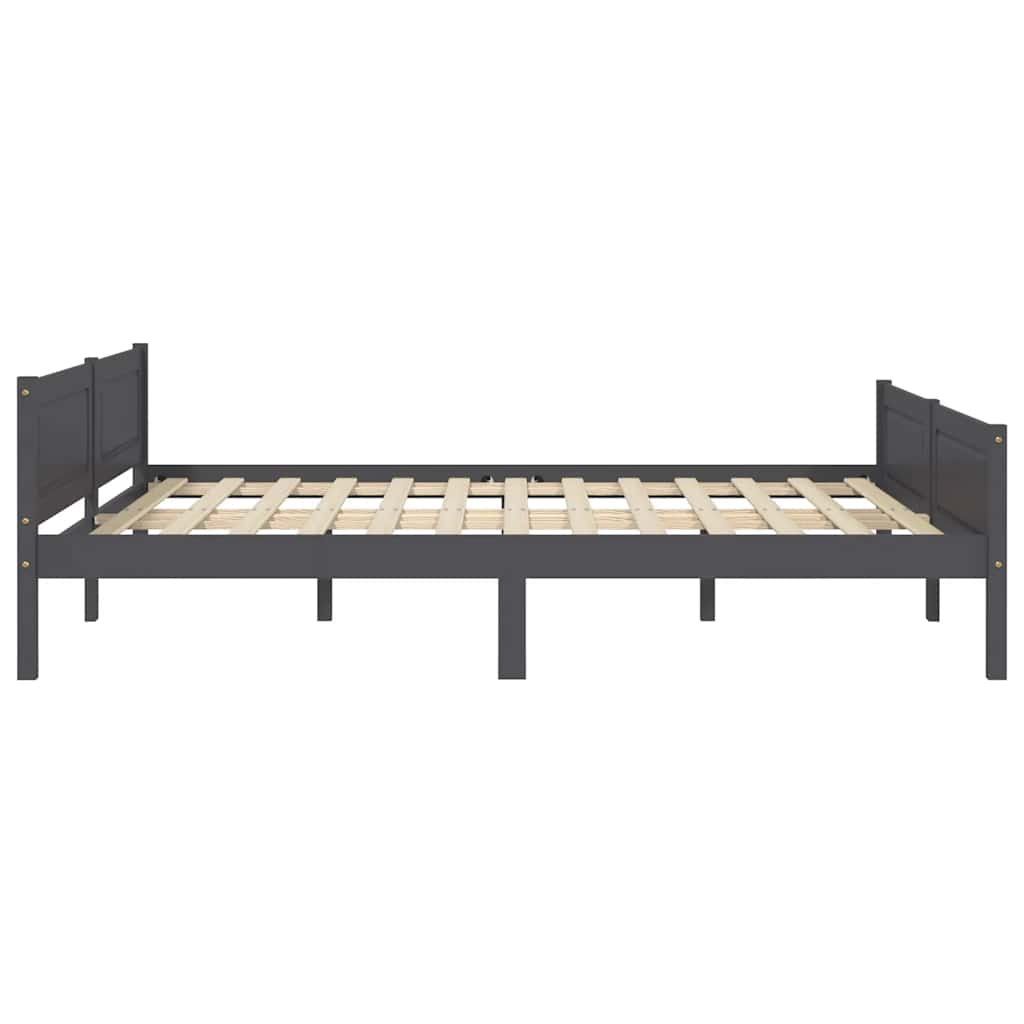 Cadre de lit sans matelas bois massif de pin gris 160x200 cm