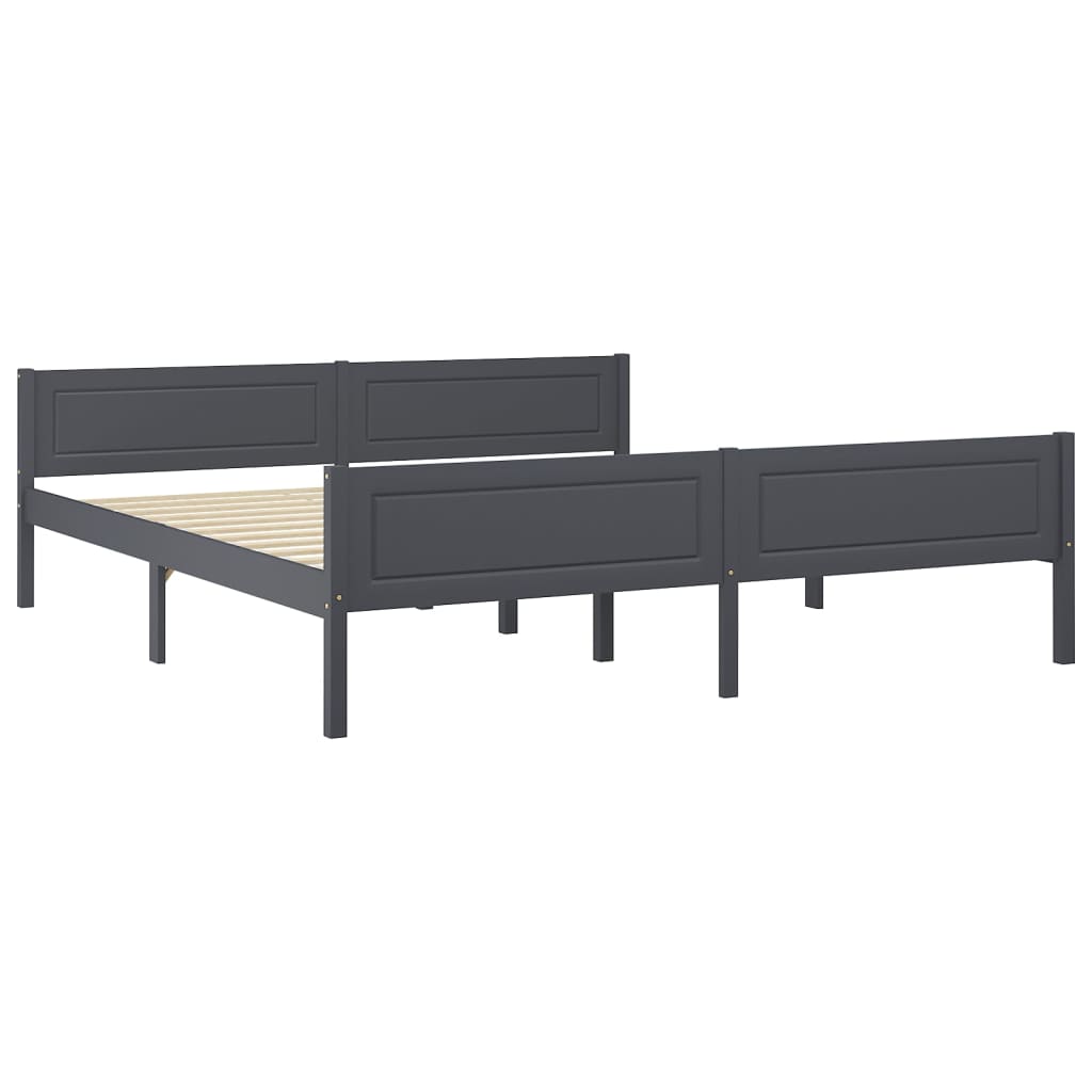 Cadre de lit sans matelas bois massif de pin gris 180x200 cm