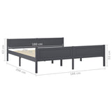 Cadre de lit sans matelas bois massif de pin gris 180x200 cm