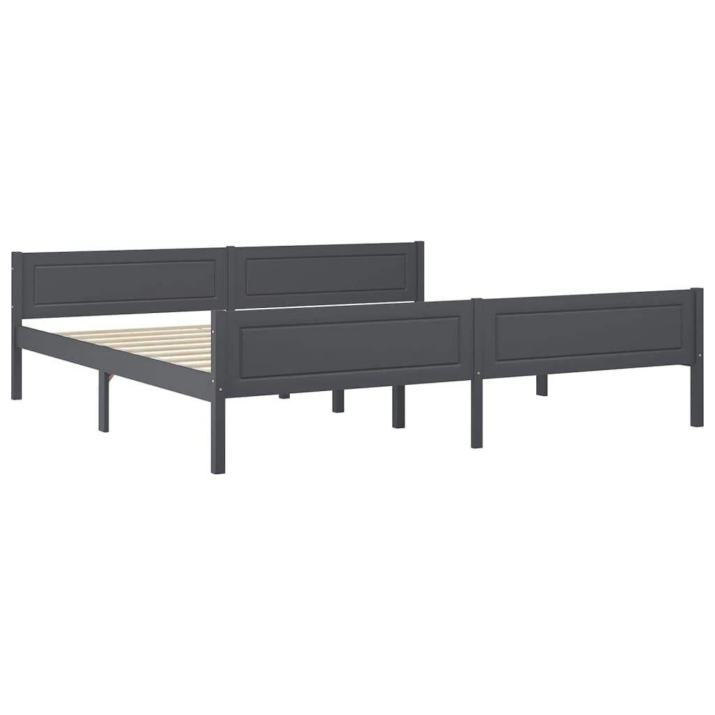 Cadre de lit sans matelas bois massif de pin gris 200x200 cm