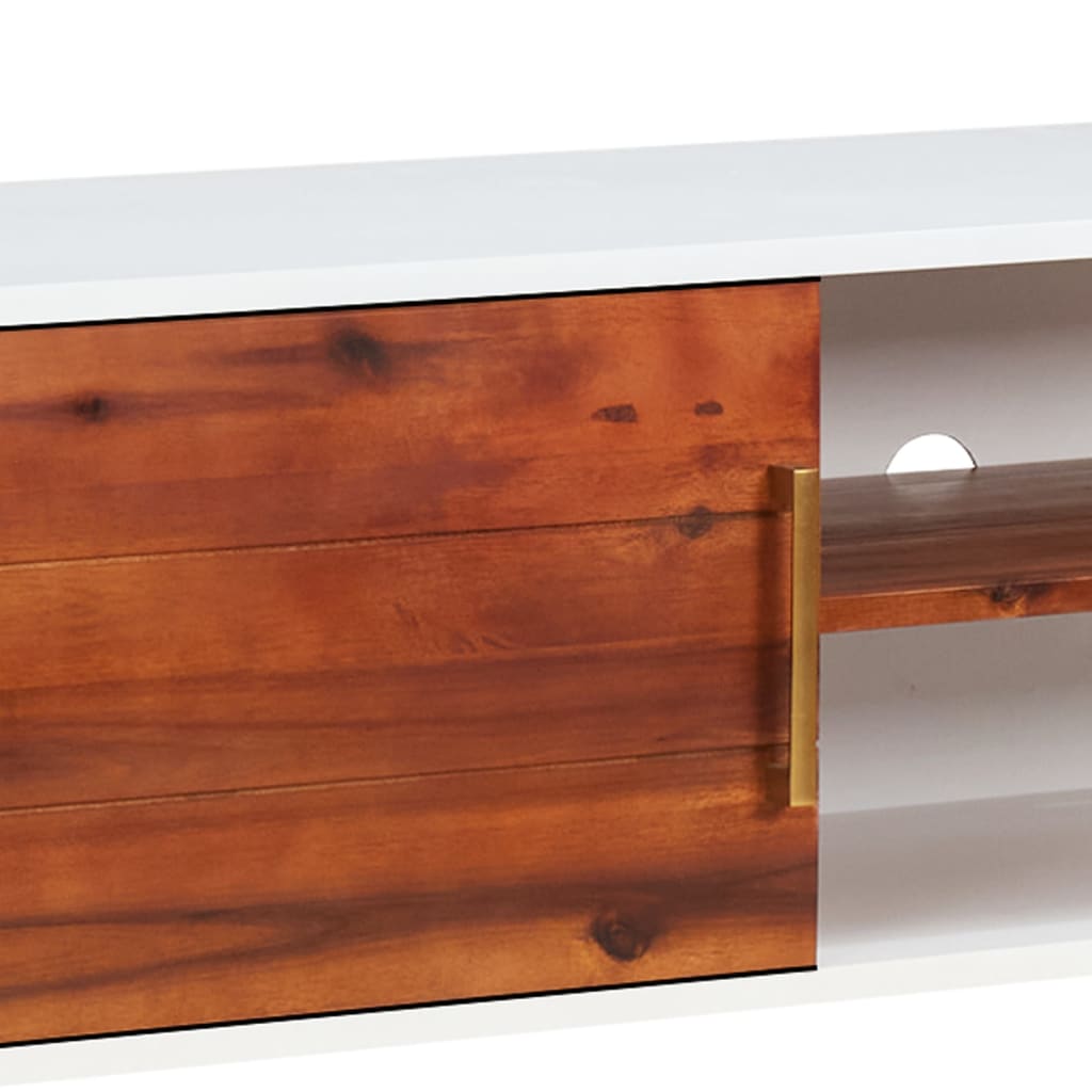 Meuble TV 110x35x50 cm Bois d'acacia solide et MDF