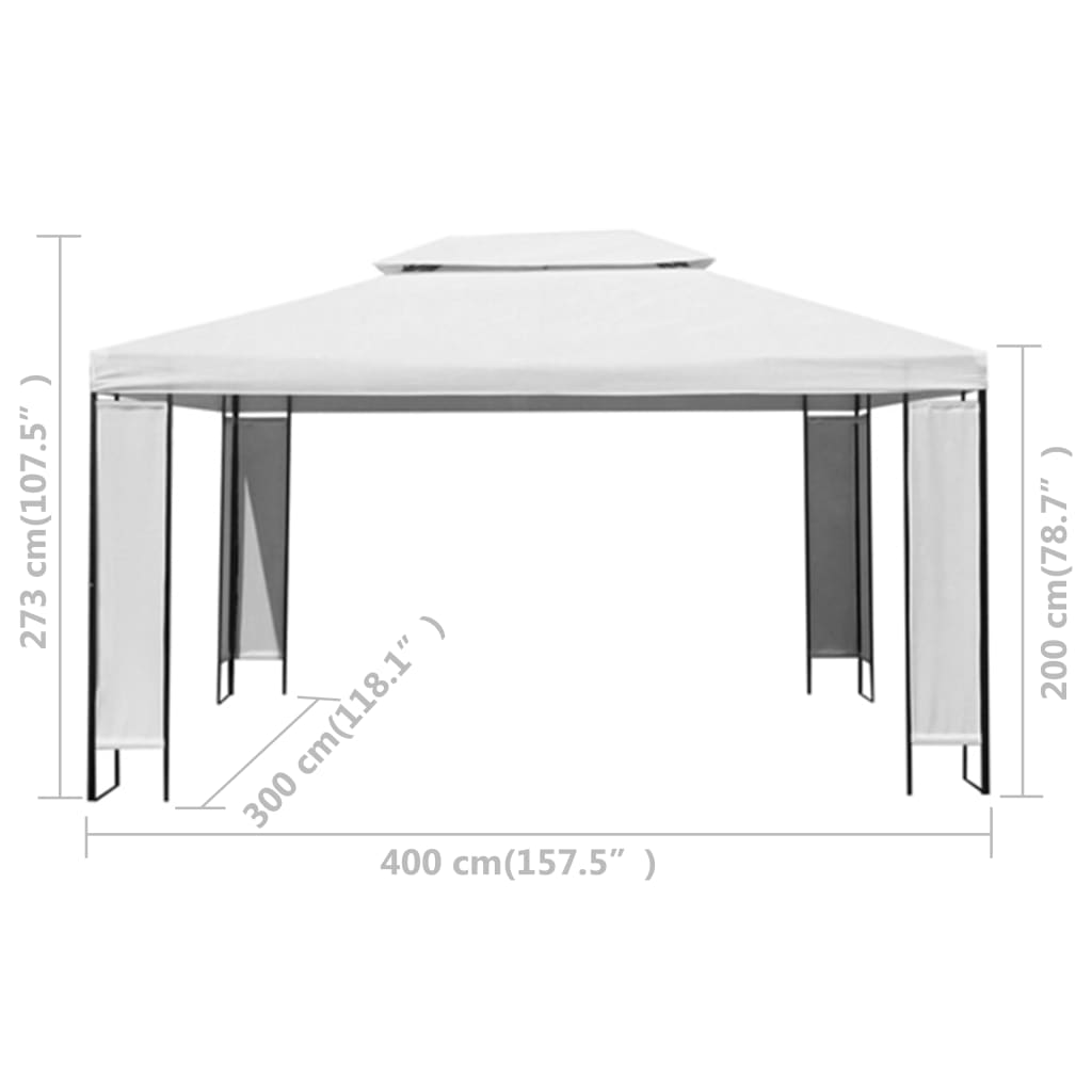 Tonnelle avec guirlande lumineuse à LED 3x4 m Blanc