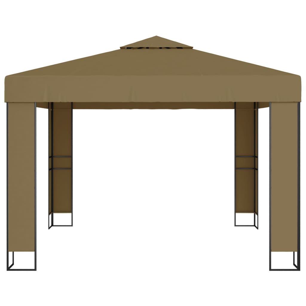 Pavillon mit Doppeldach und LED-Beleuchtung 3x3x2,7 m Taupe