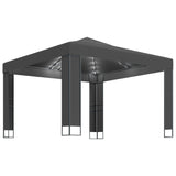 Gazebo with double roof and LED lights 3x3 m Anthracite