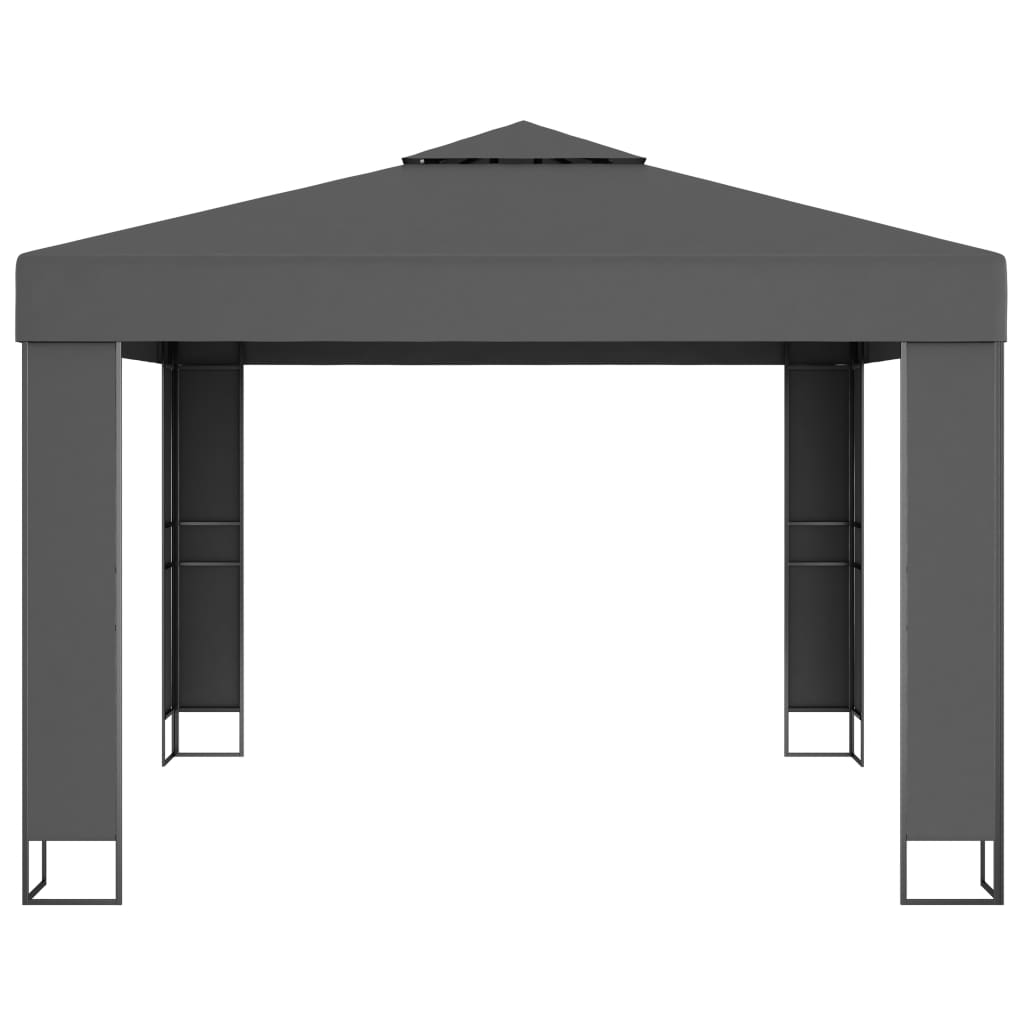 Pavillon mit Doppeldach und LED-Beleuchtung 3x3 m Anthrazit