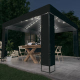 Gazebo with double roof and LED lights 3x3 m Anthracite