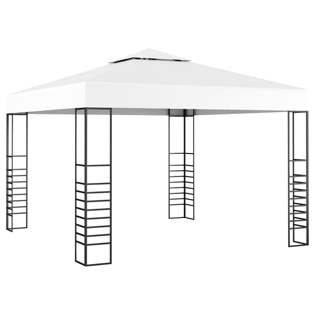 Gartenzelt mit LED-Lichtgirlande 3x3 m Weiß