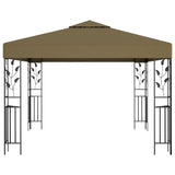 Arbour with LED light garland 3x3 m Taupe