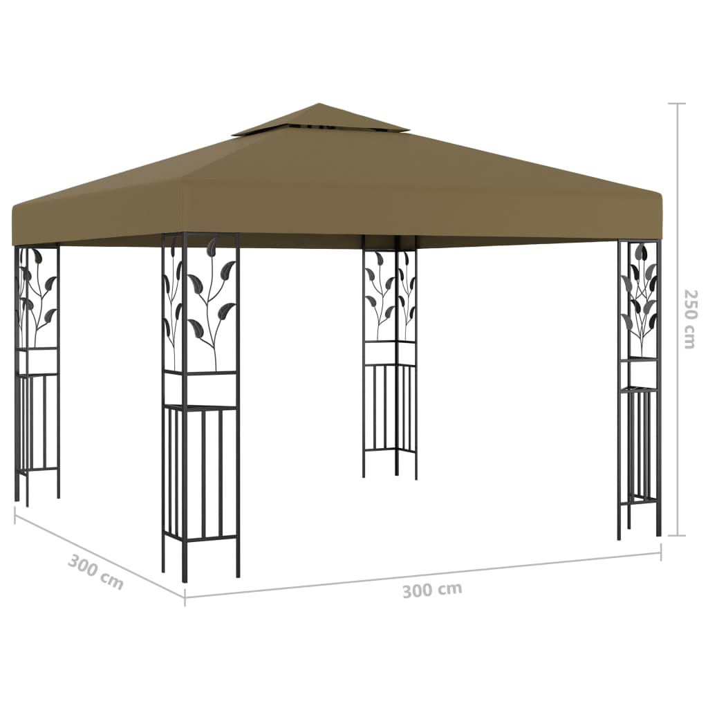 Tonnelle avec guirlande lumineuse à LED 3x3 m Taupe