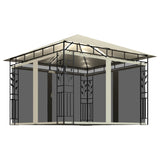 Pavillon mit Moskitonetz und LED-Leuchten 3x3x2,73 m Creme