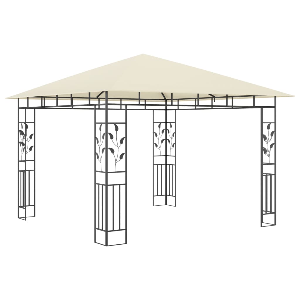 Pavillon mit Moskitonetz und LED-Leuchten 3x3x2,73 m Creme