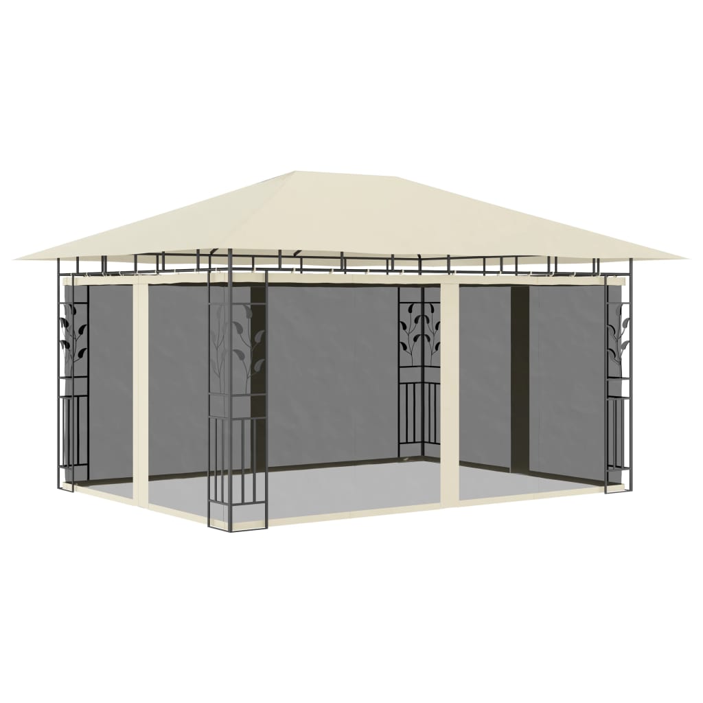 Tonnelle avec moustiquaire et lumières LED 4x3x2,73 m Crème