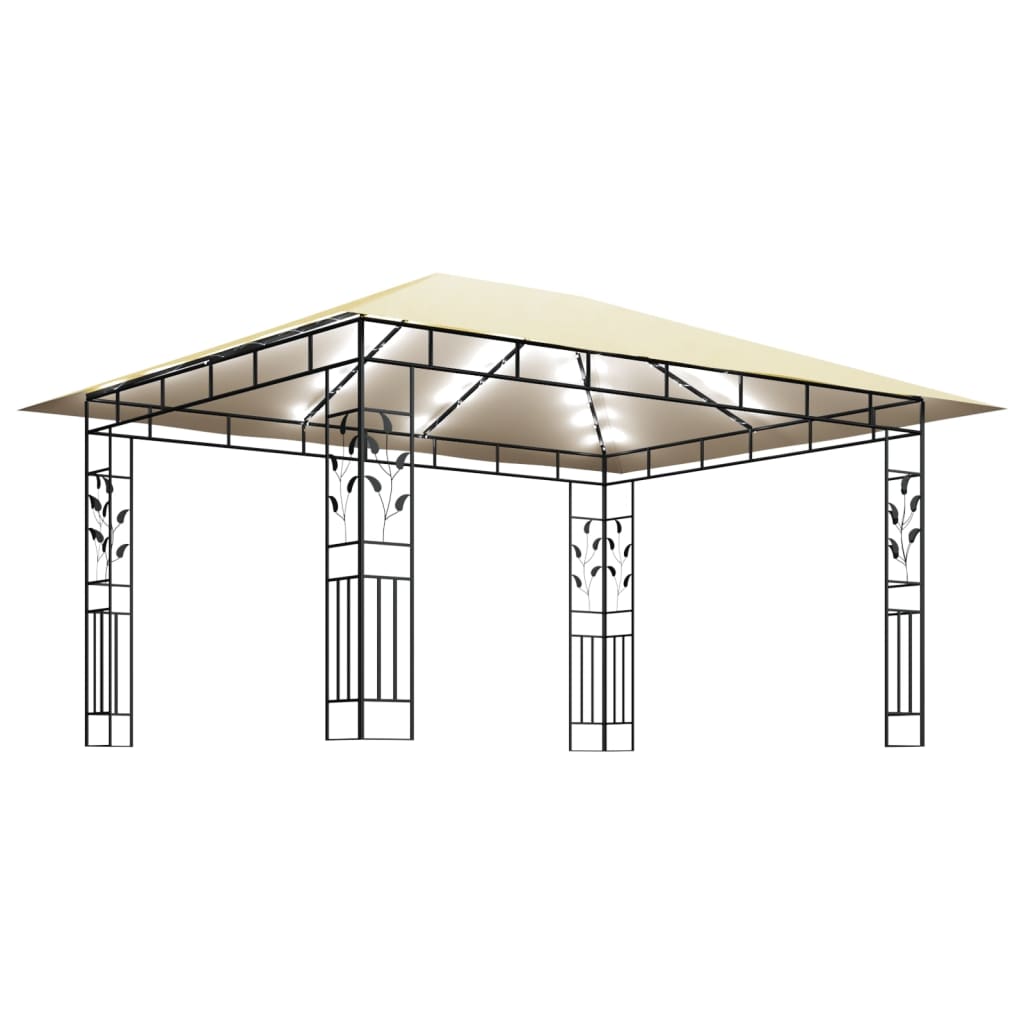 Tonnelle avec moustiquaire et lumières LED 4x3x2,73 m Crème