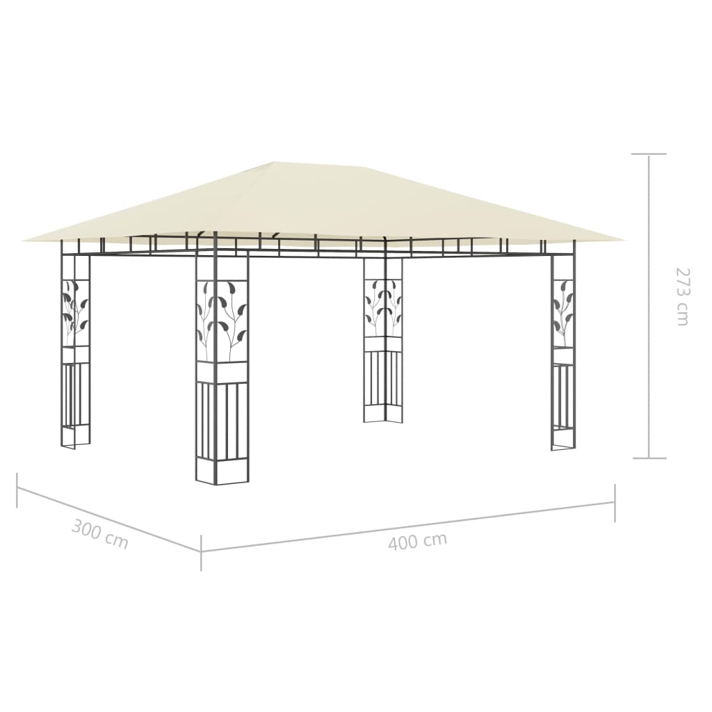 Tonnelle avec moustiquaire et lumières LED 4x3x2,73 m Crème