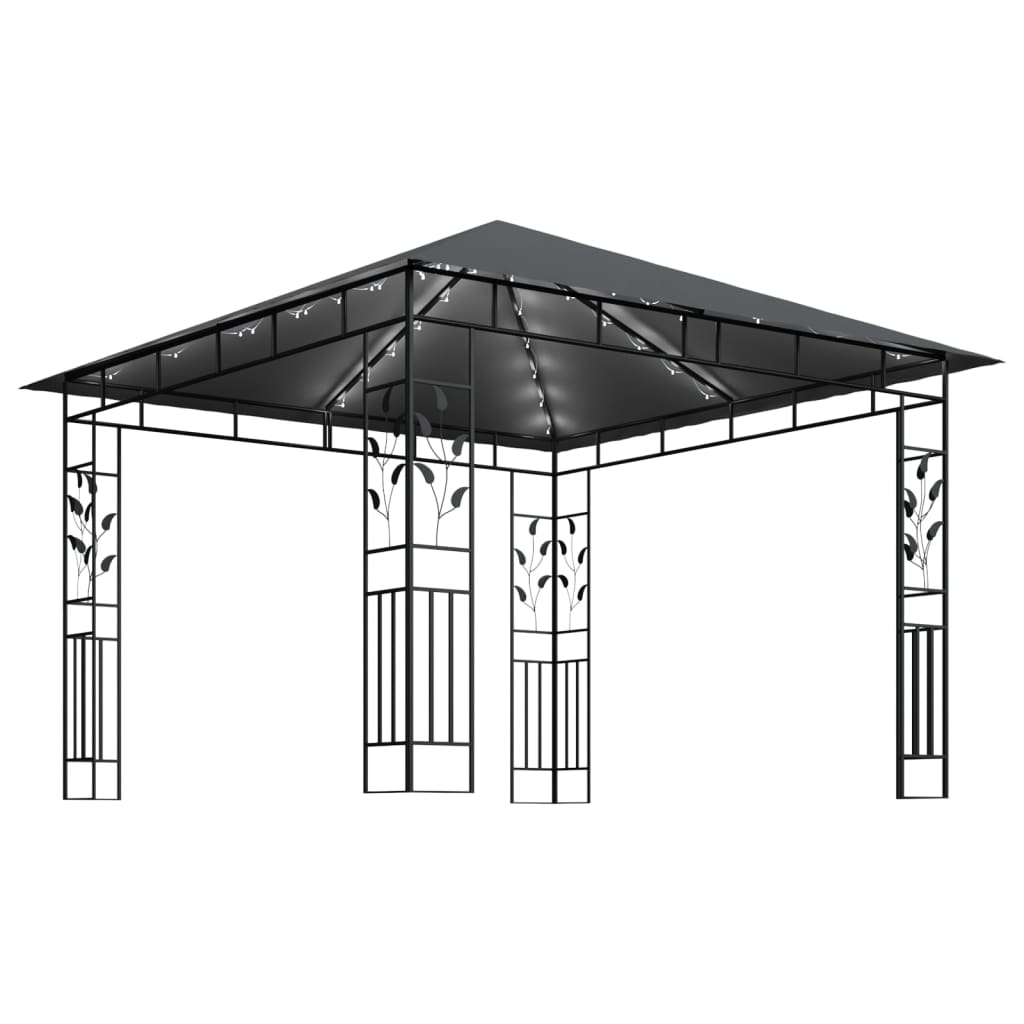 Tonnelle avec moustiquaire et lumières LED 3x3x2,73m Anthracite