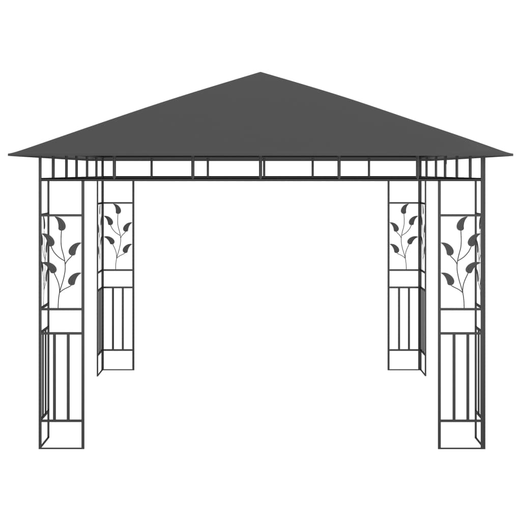 Tonnelle avec moustiquaire et lumières LED 3x3x2,73m Anthracite