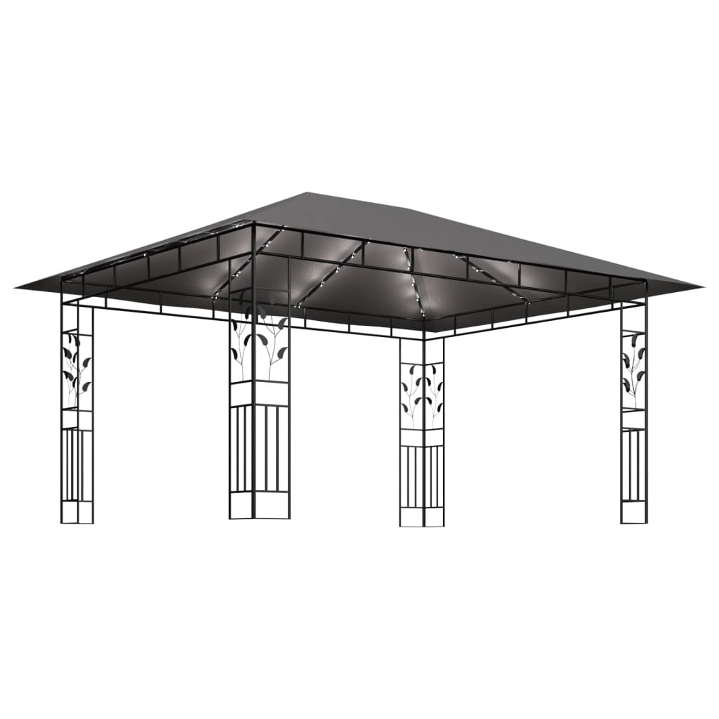 Tonnelle avec moustiquaire et lumières LED 4x3x2,73m Anthracite