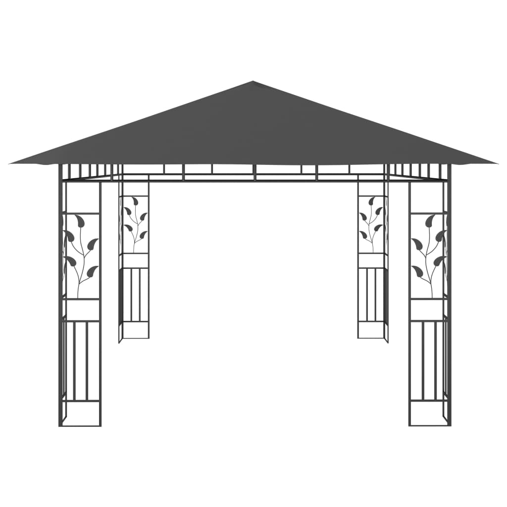 Tonnelle avec moustiquaire et lumières LED 4x3x2,73m Anthracite