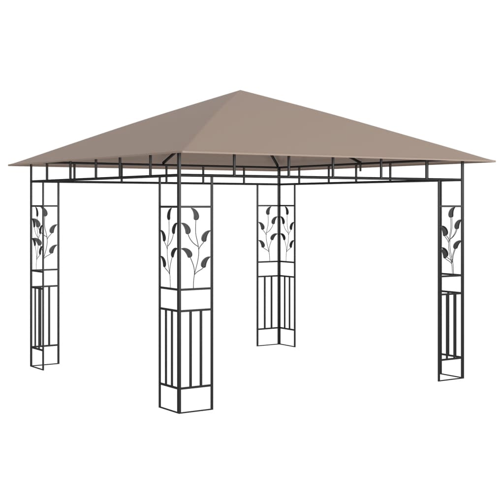 Tonnelle avec moustiquaire et lumières Led 3x3x2,73 m Taupe