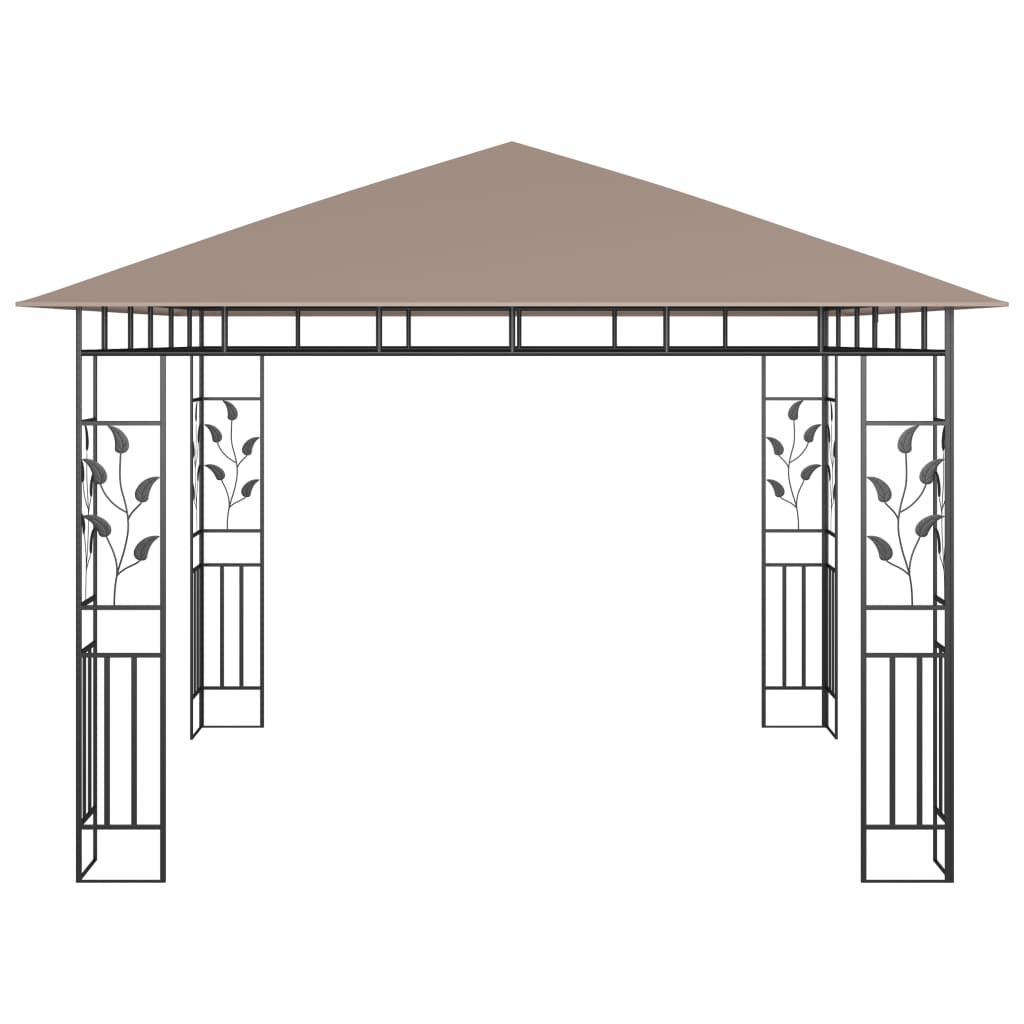 Tonnelle avec moustiquaire et lumières Led 3x3x2,73 m Taupe