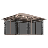 Tonnelle avec moustiquaire et lumières LED 4x3x2,73 m Taupe