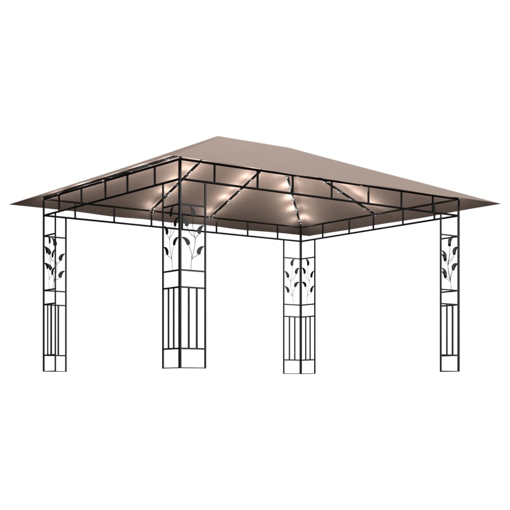 Tonnelle avec moustiquaire et lumières LED 4x3x2,73 m Taupe