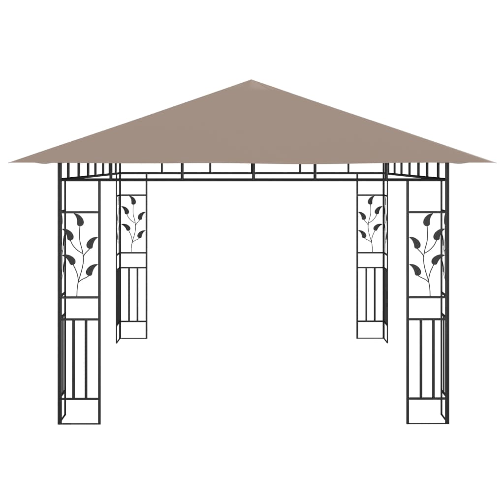 Tonnelle avec moustiquaire et lumières LED 4x3x2,73 m Taupe