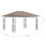 Tonnelle avec moustiquaire et lumières LED 4x3x2,73 m Taupe