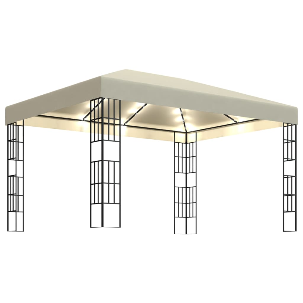 Tonnelle avec guirlande lumineuse à LED 3x4 m Crème