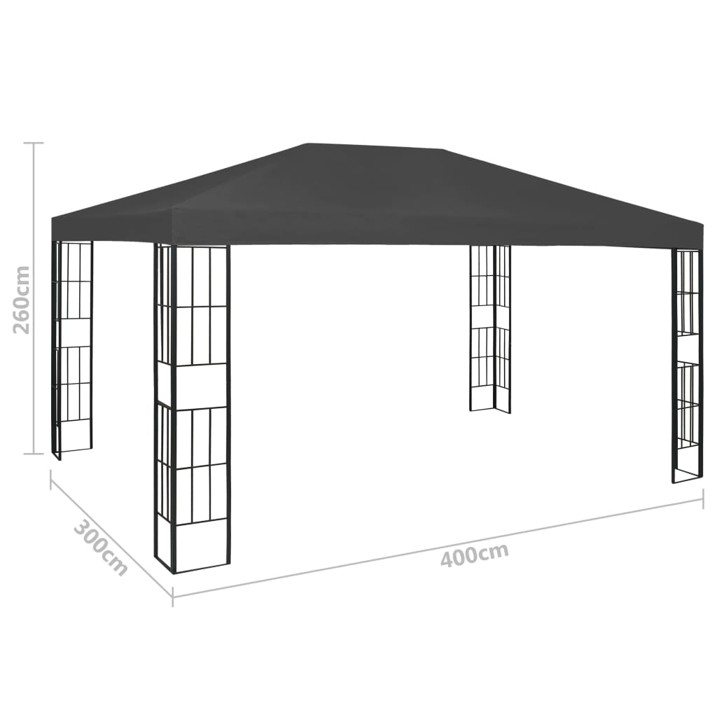 Tonnelle avec guirlande lumineuse à LED 3x4 m Anthracite