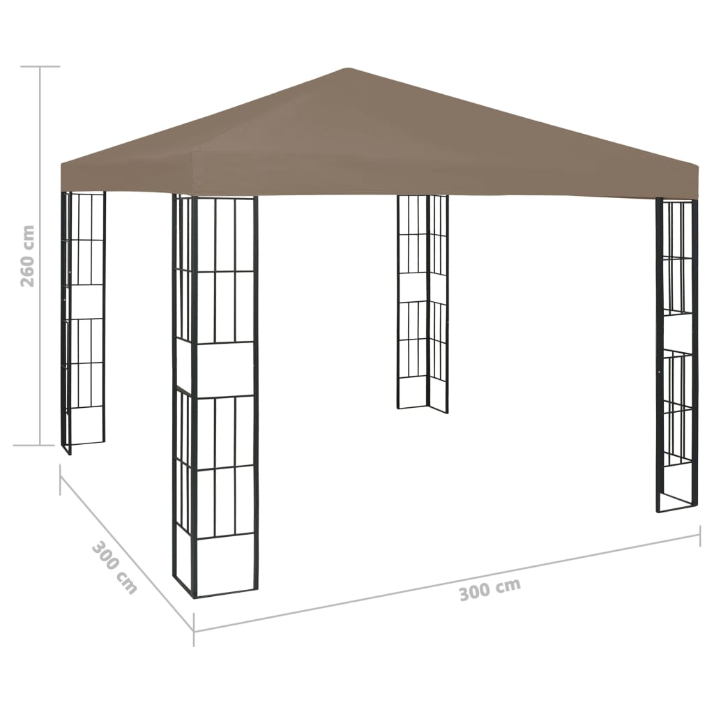 Tonnelle avec guirlande lumineuse à LED 3x3 m Taupe