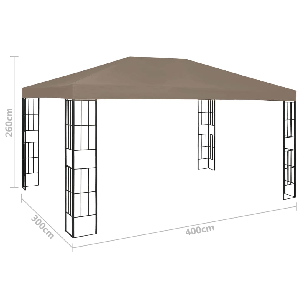 Tonnelle avec guirlande lumineuse à LED 4x3 m Taupe