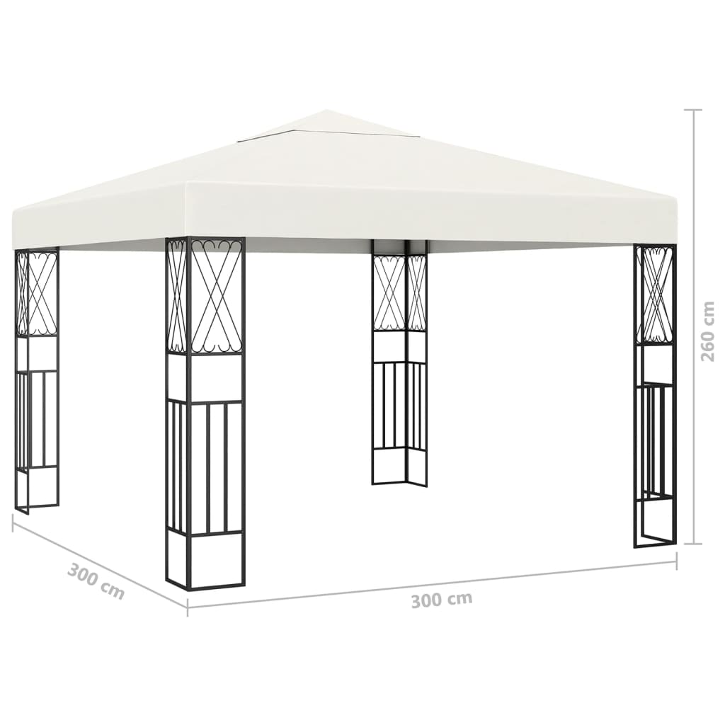 Tonnelle avec guirlande lumineuse à LED 3x3 m Crème Tissu