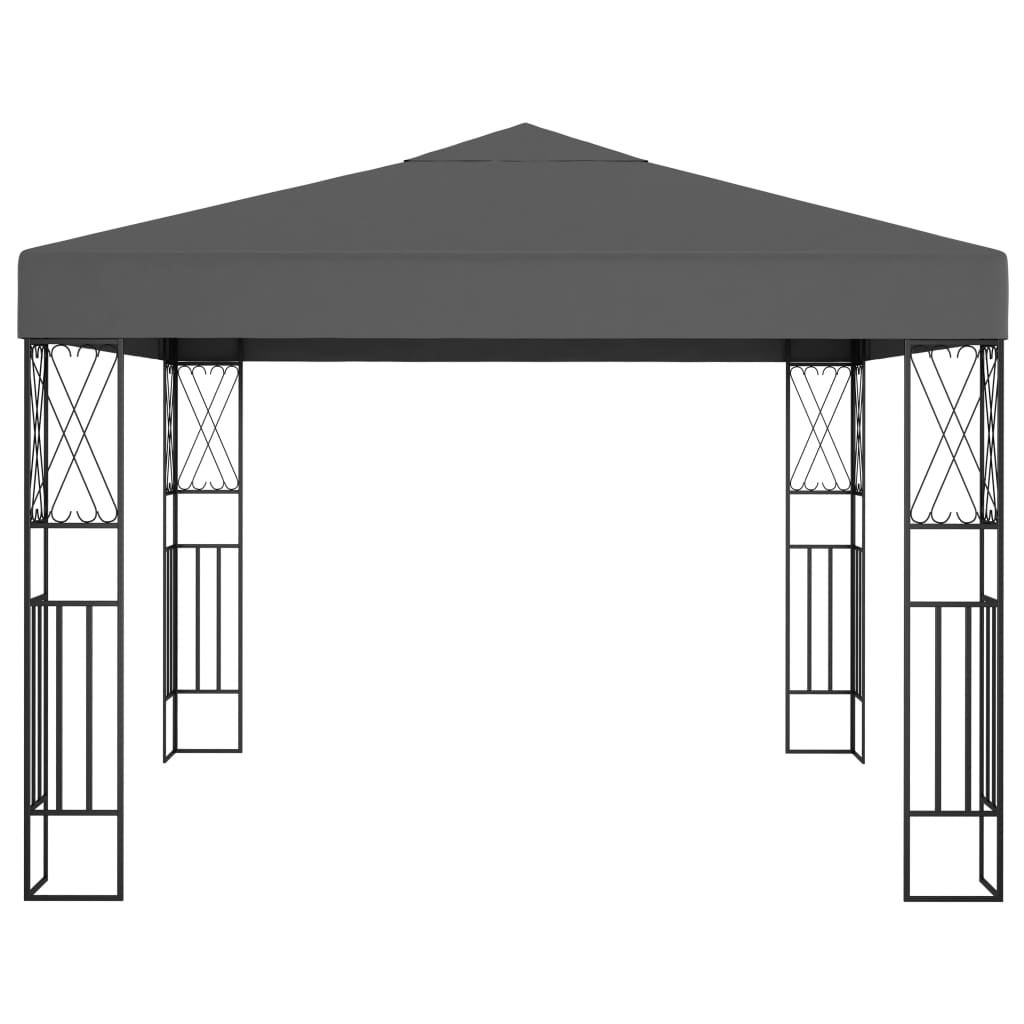 Gazebo with LED light garland 3x3 m Anthracite Fabric