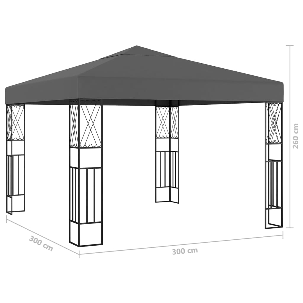 Gazebo with LED light garland 3x3 m Anthracite Fabric