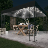 Gazebo with LED light garland 3x3 m Anthracite Fabric